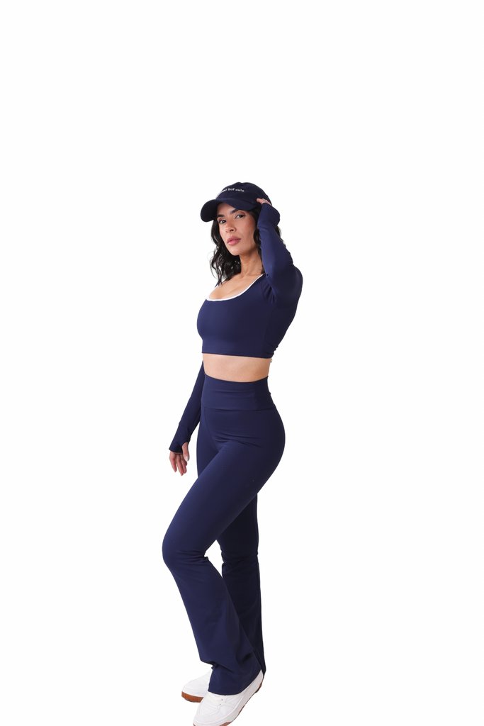 Look IMAVI — Cropped Azul com viés