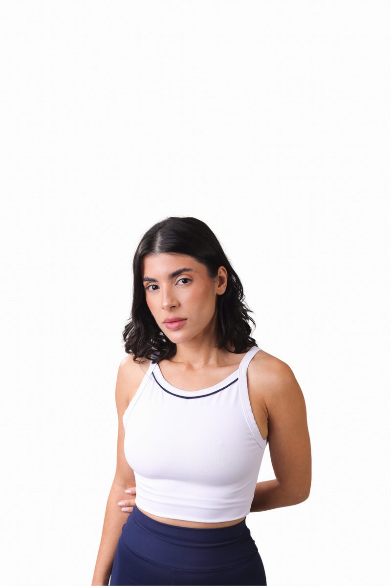 Regata Cropped IMAVI — Branca com viés